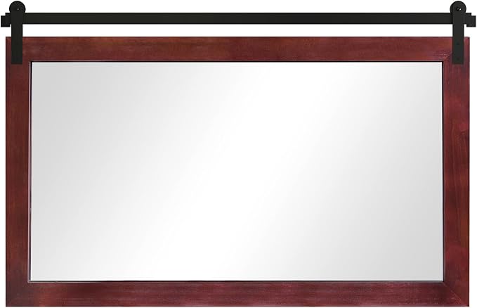 COGOOD Farmhouse Bathroom Mirror - 49 x 30 Large Rectangle Barn Door Mirror for Vanity, Bedroom, Living Room Wall Decor (Espresso)