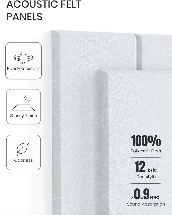 Fluxynara Large Felt Bulletin Board 36"x24" Cork Board Alternative - 6 Pack with 32 Safe Removable Adhesive Tabs, Cork Boards for Walls Cork Board for Home Office Classroom Pin Board-Cold White