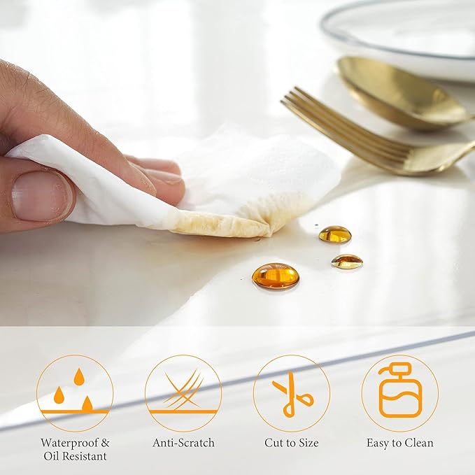 Deep Dream 1.5mm Clear Desk Cover Protector, 44×78 Inch Clear Desk Cover, Clear Desk Mat, Table Cover Tablecloth Protector Rectangle, Table Protector for Dining Room Table