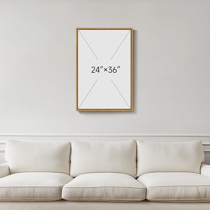Framed Boho Abstract Botanical Wall Art for Living Room, Neutral Earthy Tropical Leaf Canvas Painting Prints Artwork for Walls, Mid Century Modern Vertical Wall Decor for Bedroom Home Office, 24x36 In