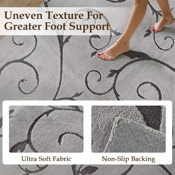 PureCozy Gray Washable Area Rug 6x9 Soft Shag Rugs for Living Room Modern Boho High Pile Non-Shedding Throw Rugs Non Slip Indoor Office Carpet for Playroom Bedroom Home Aesthetic Decor
