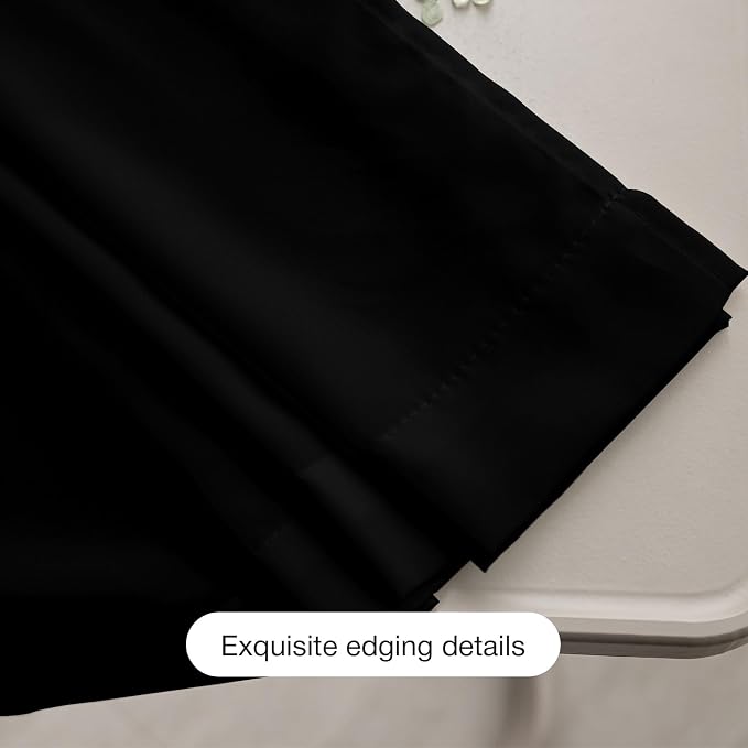 Anmao Non-See-Through Black Privacy Curtains for Living Room 63 Inch Length 2 Panels Set, Semi Sheer Light Filtering Window Curtains Drapes for Bedroom, 52 Inch Wide Each Panel