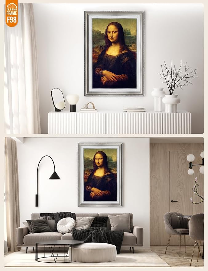 DECORARTS - Mona Lisa by Leonardo DaVinci. World Famous Painting Reproduction. Giclee Prints in Classic Golden Frame Ready to Hang