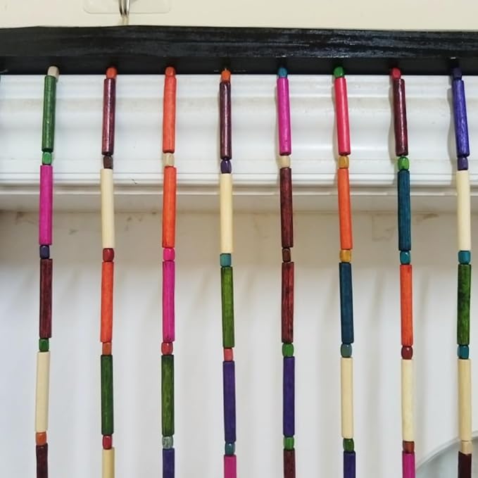 ave split Rainbow Colorful Hippie Wood Door Beaded Curtain Boho-Bohemian Wooden Doorway Beads Curtains Made of Wood&Bamboo-for Window,Door 056-ZJ (Colorful)