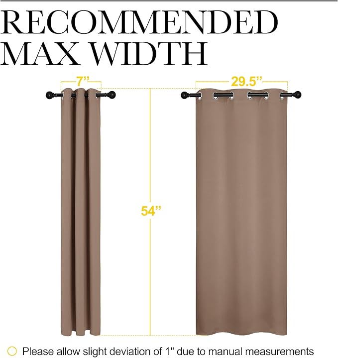 NICETOWN Window Draperies Room Darkening Curtain Panels, Window Treatment Thermal Insulated Solid Grommet Drapes for Bedroom (One Pair, 34 by 54 inches, Cappuccino)