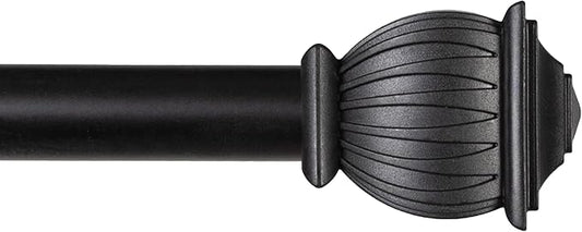 Kenney – Beckett 5/8" Diameter Curtain Rod, Soft Square End Finials, Adjustable 28–48", Black