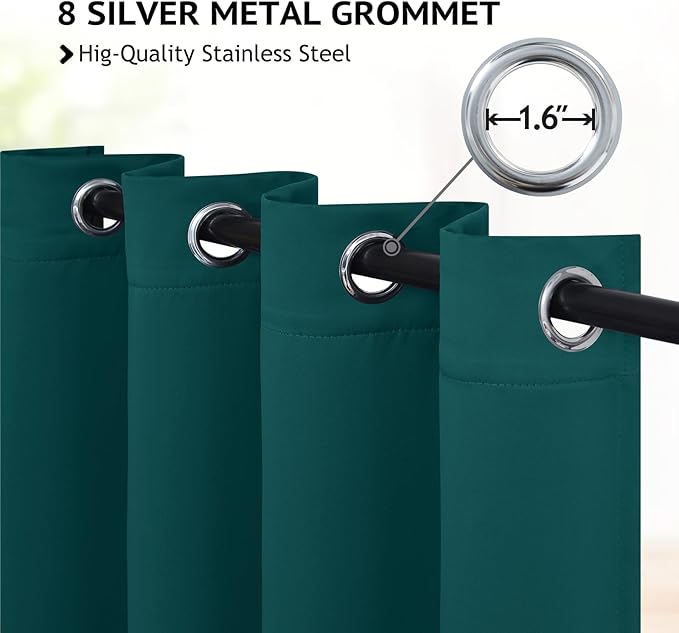 COSVIYA Blackout Curtains 84 inch Length 2 Panels Set Dark Teal Room Darkening Window Treatments Insulated Thermal Curtain Drapes for Bedroom/Living Room,52x84 inches