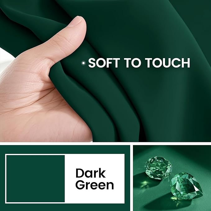 COSVIYA 100% Green Blackout Curtains for Bedroom Living Room 84 Inches Length 2 Panels Set, Full Light Blocking Thermal Insulated Grommet Nursery Window Treatment Drapes with Black Liner,W40 x L84