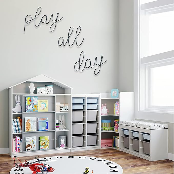 Playroom Wall Decor, Play Room Daycare Wall Decoration Play All Day Sign Play All Day Wall Decor for Kids Boys Girls Playhouse Decor Toy Room Classroom