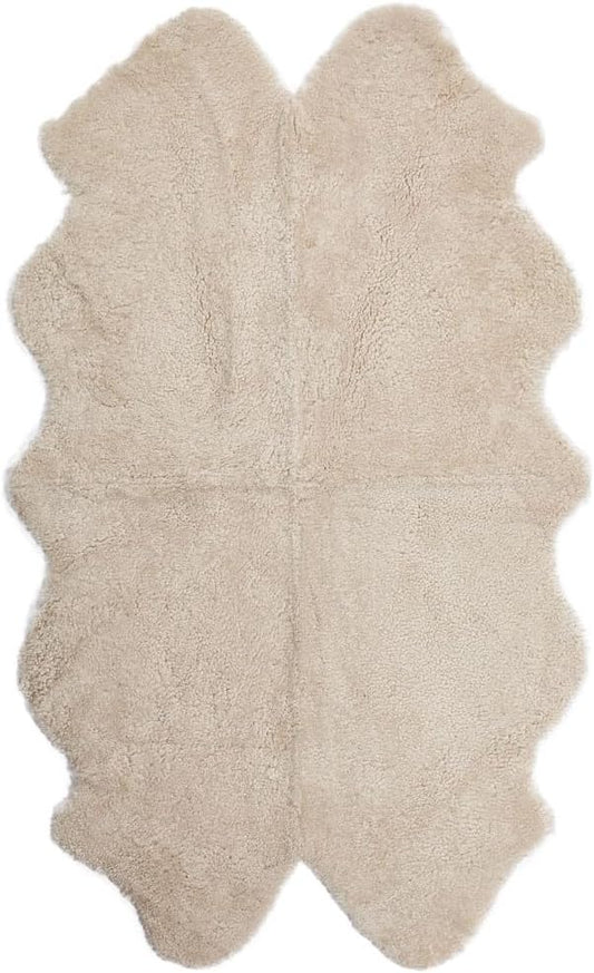 Nordic Sheep Real Sheepskin Rug 4x6 ft | Sheepskin Rugs for Living Room and Sofa | Large Bedside Rugs for Bedrooms is Breathable & Heat-regulating | Fluffy Rug in Color Beige