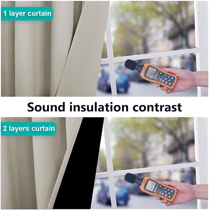 NICETOWN 100% Blackout Window Curtain Panels, Cold and Full Light Blocking Drapes with Black Liner for Nursery, 86 inches Drop Thermal Insulated Draperies (Natural, 2 Pieces, 55" Wide Each Panel)