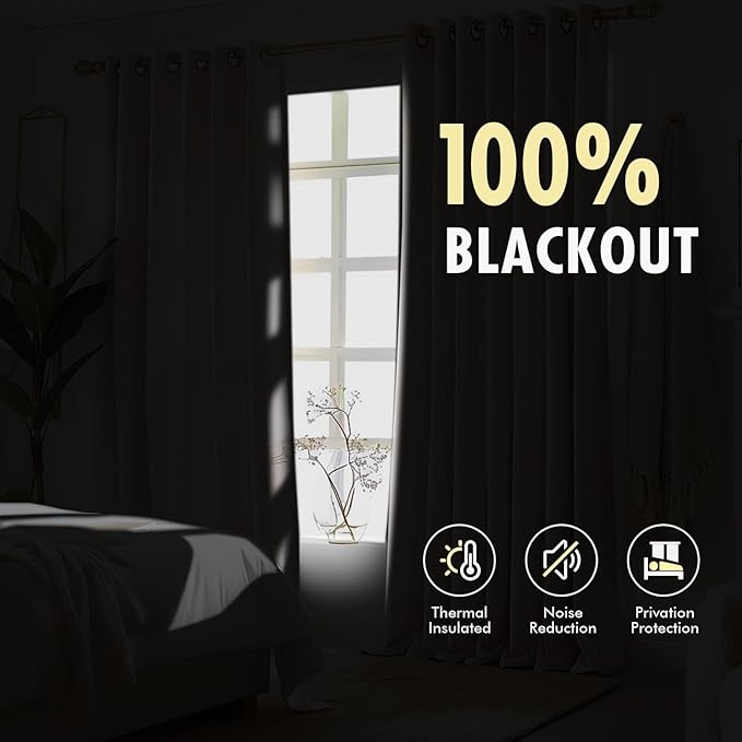 MIULEE Cream Pinch Pleated 100% Blackout Linen Curtains for Bedroom, Room Darkening Memory Trained Light Blocking Window Curtains 96 inches Long for Living Room, Black Out Pleat Drapes, 2 Panels