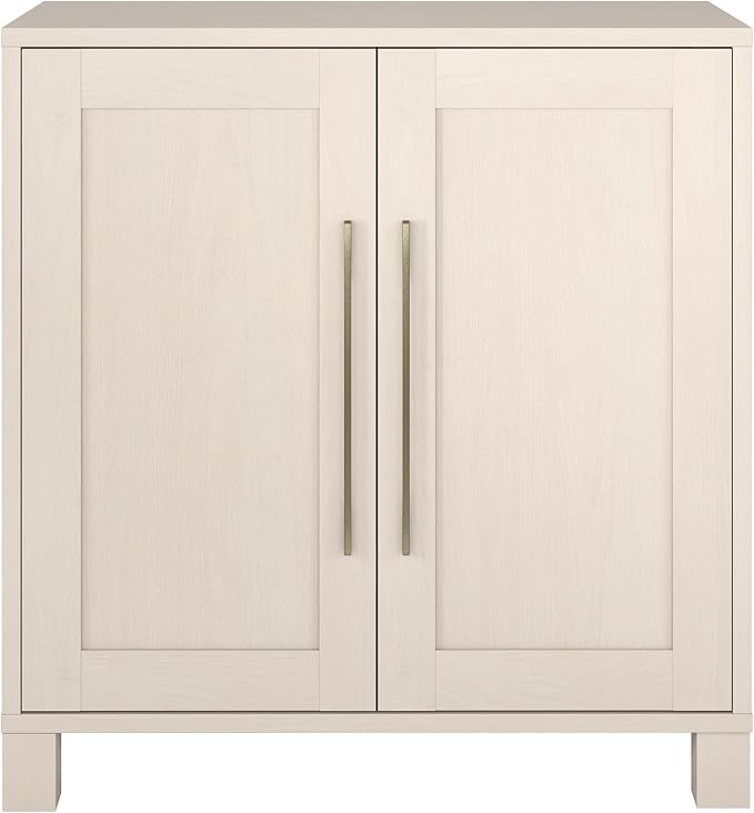 Henn&Hart 28" Wooden Accent Cabinet, Modern Sideboard Buffet Cabinet with 2 Doors and an Adjustable Shelf for Living Room, Dining Room, Bedroom or Entryway, Beech White