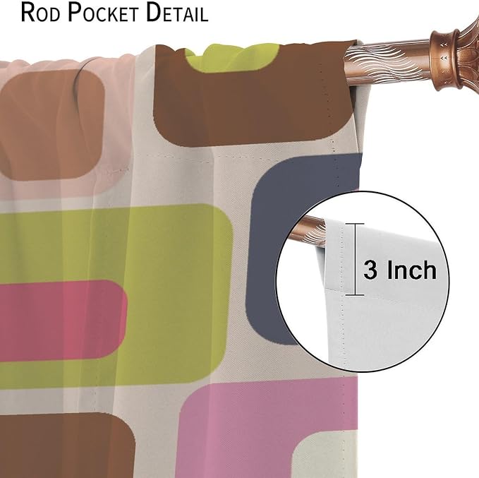 JESTRONRY Mid Century Curtains, Vintage Classic 1950S 1960S Retro Abstract Geometric Modern Home Decor Blackout Rod Pocket Window Drapes for Living Room Bedroom 52x84in