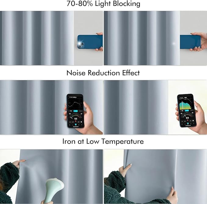 MIULEE Light Blue Back Tab Blackout Curtains 72 Inches Long 2 Panels Set for Living Room Bedroom Privacy, Rod Pocket/Pinch Pleat Thermal Insulated Room Darkening Pleated Light Blocking Drapes