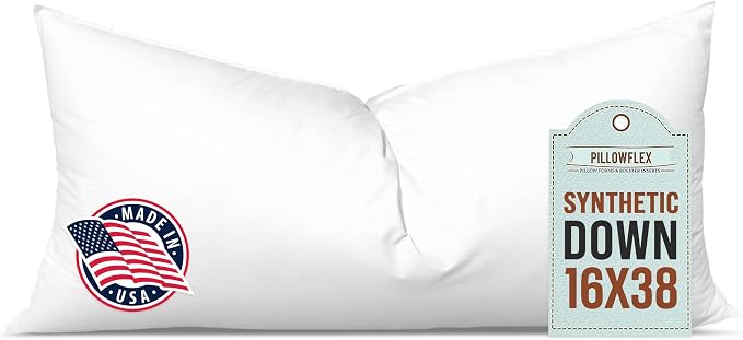 Pillowflex Synthetic Down Pillow Insert - 16x38 Down Alternative Pillow, Ultra Soft, Large Rectangle Body Sleeping Pillow, Kilim, Long, Back - 1 Decorative Pillow Form