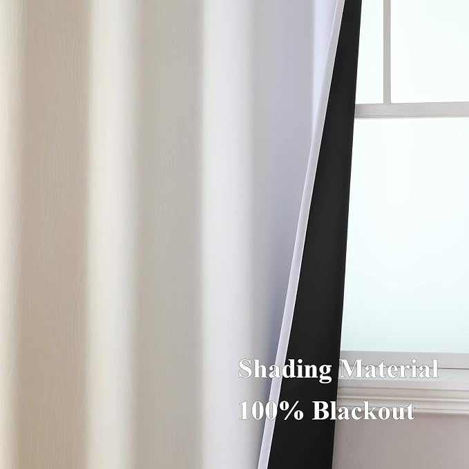 Estelar Textiler Beige and Greyish White Ombre Blackout Curtains 45 Inch Length 2 Panels, Full Room Darkening Gradient Drapes for Bedroom, Thermal Insulated Grommet Short Curtains for Bathroom,42Wx45L