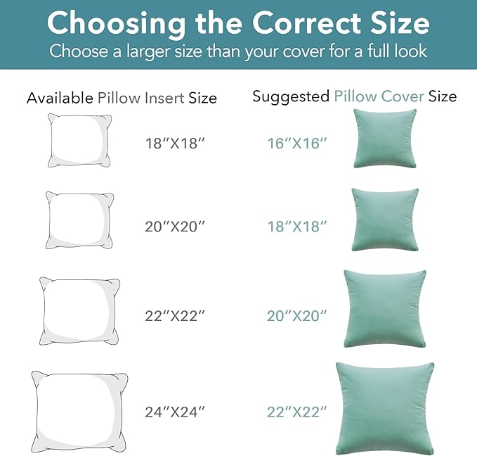 Oubonun 20x20 Throw Pillows Inserts Pack of 2, Decorative White Square Pillow Inserts, Premium Fluffy Pillow Insert Pair for Sofa Couch Living Room