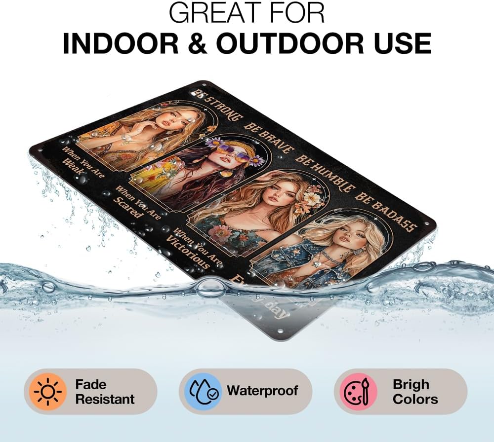 Heuhuww Vintage Positive Energy Wall Decor-Be Strong When You are Weak,Women Encourage And Inspire Metal Sign for Home Office Room Encouragement Gifts for Women Girls 8"x12"(H27)