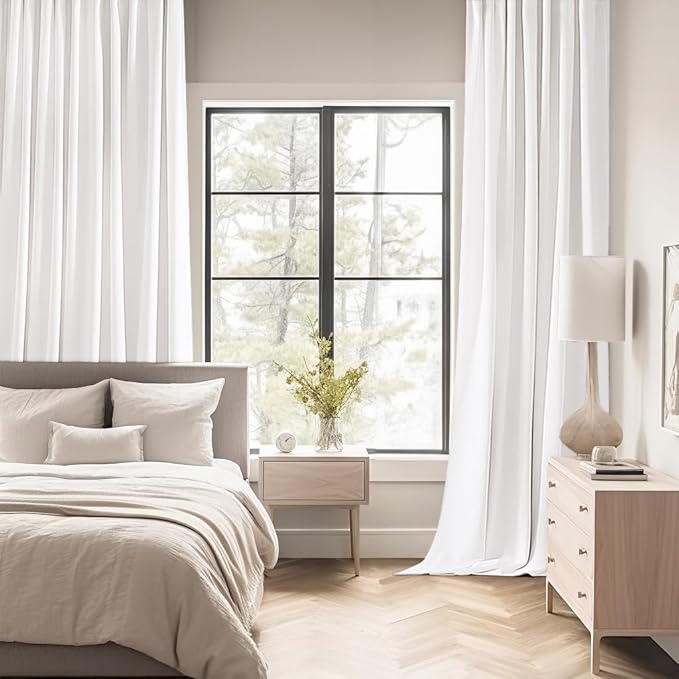 MIULEE Pure White Back Tab Light Blocking Curtains 72 Inch Length 2 Panels Set for Living Room Bedroom Privacy, Rod Pocket/Pinch Pleat Thermal Insulated Room Darkening Pleated Blackout Drapes