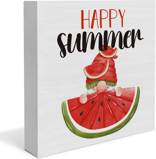 Watermelon Decor Farmhouse Summer Decorations Watermelon Gnome Wooden Sign Rustic Home Decor 5 x 5 Inches