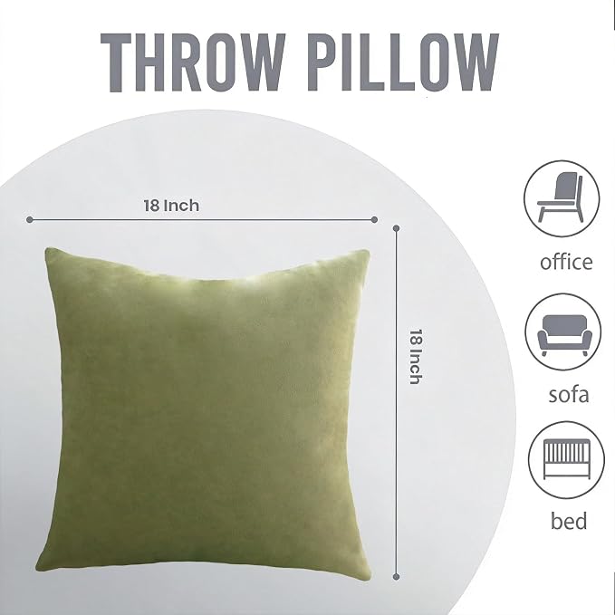 Throw Pillows with Inserts Included, 18x18 Couch Pillows,Throw Pillows for Couch,Olive Green Throw Pillow 2 Pack.