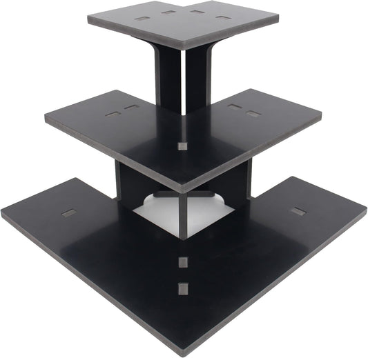 WANLIAN 3-Tier Corner Retail Table Display Stand, Portable Display Rack Shelves for Vendors, Craft Shows, Farmers Market, Pop Up Shop Countertop Black Risers for Display, Soap, Candles, Tumblers