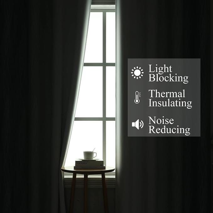 Estelar Textiler Stone Blue and Greyish White Blackout Curtains 45 Inch Length 2 Panels, Light Blocking Gradient Drapes for Bedroom, Thermal Insulated Grommet Ombre Curtains for Bathroom,52Wx45L
