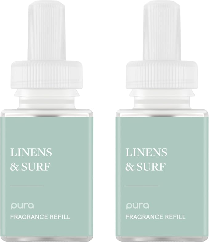 Pura Smart Home Scent Refill - Long-Lasting Premium Fragrance per Refill - Clean Diffuser Fragrance for Home, Office & Apartment - 2 Pack, Linens & Surf