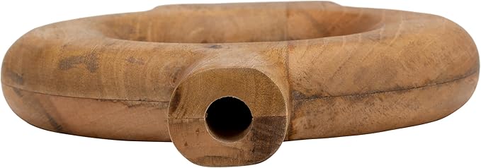 Mango Wood Vase, Modern Donut Vase Design – Accent for Sculptural Display, Decorative Modern Flower Vase – Flower Holder for Stems or Greenery, Living Room or Office Shelf, Home Decor – 14", Brown