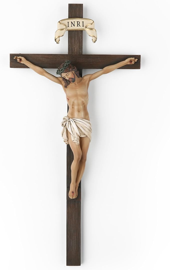 BC Catholic Crucifix Wall Cross10" H Jesus Christ Cross for Wall | Wall Crucifix for Home Altar, Católica Crucifijos, Catholic Gift, Religious Wall Decor, Handpainted Sculpture by Buildclassic