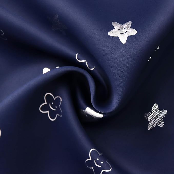 BGment Kids Curtains for Bedroom 72 Inch Length 2 Panels Set, Star and Moon Blackout Curtains for Boys Room Decor, Nursery Thermal Insulated Room Darkening Curtains with Grommet, 42 Wide, Navy Blue