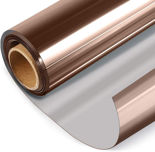 HIDBEA One Way Mirror Window Film, Daytime Privacy Sun Blocking Reflective Window Film Static Cling Heat Control Window Tinting Film for Home and Office, Brown Silver, 17.5 x 78.7 Inch