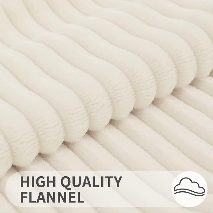 Simmore Decorative Fall Throw Pillow Covers 26x26 Set of 2, Soft Natural Plush Flannel Double-Sided Fluffy Couch Euro Sham Pillow Covers for Sofa Living Room, Cream White