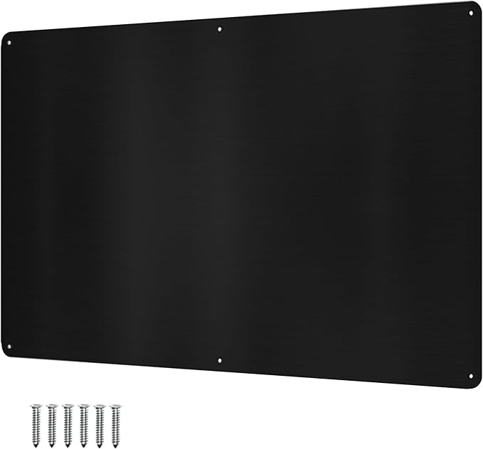17.5inchX11.5inch Large Stainless Steel Plate for Magnets, 3M Adhesive Back, Mounting Screws, Ideal for Magnetic Shelf, Spice Holders, Colorful Magnets as a Gift. Mount Anywhere! (Black, 1 Pack)