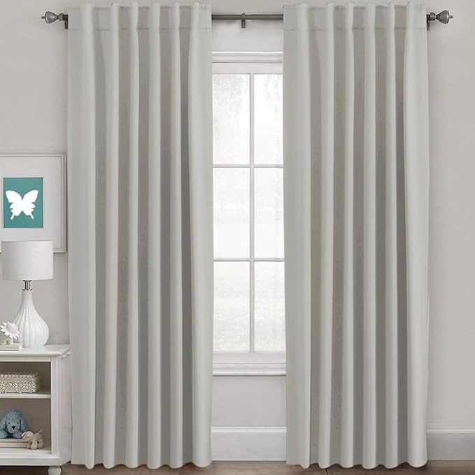 H.VERSAILTEX Blackout Curtains Thermal Insulated Window Treatment Panels Room Darkening Blackout Drapes for Living Room Back Tab/Rod Pocket Bedroom Draperies (2 Panels, Pale Oak, 52 x 96 Inch)