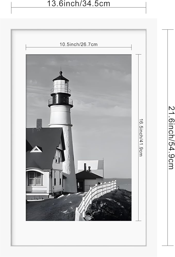 Picrit 14x22 Picture Frame 3 Pack, White Poster Frame, Display Poster 11 x 17 with Mat or 14 x 22 without Mat for Horizontal or Vertical Wall Mounting