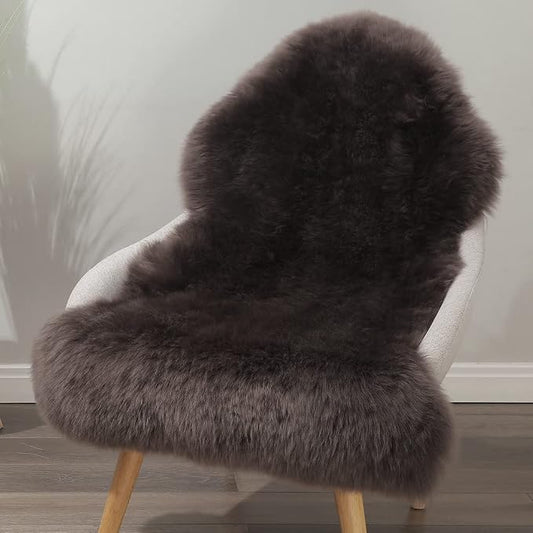 LLB Genuine Sheepskin Area Rug Wool Rug Fur Carpet Fluffy Shaggy Fur Rug for Living Room Kids Bedroom Real Sheepskin Throw Lambskin Rugs Sofa Chair Seat Covers (Chocolate Brown, 2 x 3 ft Sheepskin)