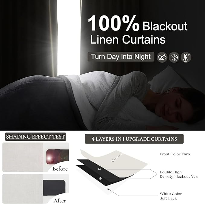 108 Inch Floor to Ceiling Blackout Curtains 70 Inches Wide for Sliding Glass Door,Luxury Pleated Cream Beige Linen Room Darkening Privacy for Wide Large Windows 66 to 120 Drapes(70"W x 108"L 2 Panels)