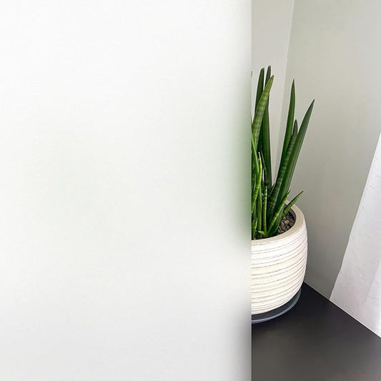 KESPEN Frosted Window Privacy Film Heat Control UV Sun Blocking Glass Stickers Static Cling Non Adhesive Door Coverings Decals for Bathroom Home Office, White Matte, 35.4 Inch X 6.5 Feet