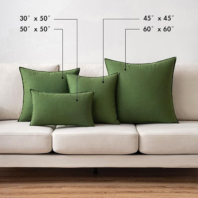 MIULEE Pack of 2 Decorative Linen Pillow Covers 20x20 Inch Moss Green | Spring Boho Farmhouse Modern Soft Accent Throw Pillows Neutral Cushion Covers for Sofa Couch Bed Living Room Home Decor