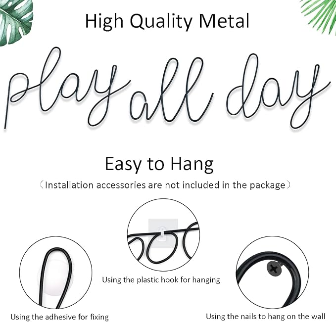 Playroom Wall Decor, Play Room Daycare Wall Decoration Play All Day Sign Play All Day Wall Decor for Kids Boys Girls Playhouse Decor Toy Room Classroom