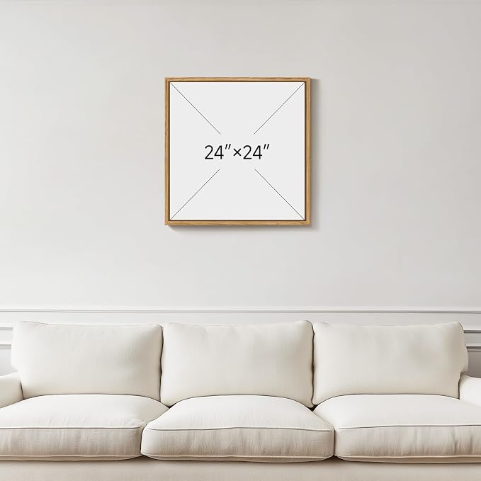 Framed Green Boho Botanical Wall Art, Sage Green Abstract Paintings Artwork for Walls, Modern Minimalist Geometric Line Square Pictures Wall Decor for Living Room Bedroom Bathroom Office, 24x24 In