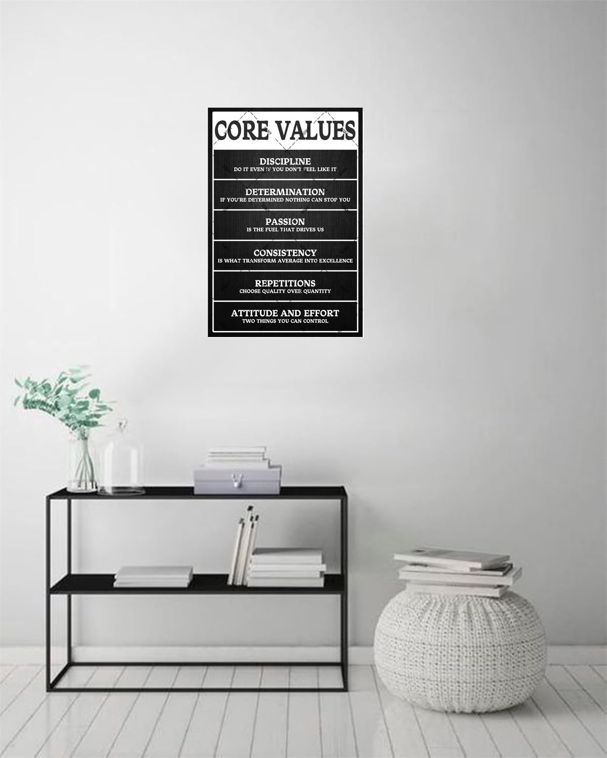 Core Values Motivational Metal Tin Sign - 12x8 Inch Inspirational Wall Art Poster, Positive Quote Office Decor for Workplace, Living Room, Bathroom, Home & Gym - Rustic Vintage Home Decoration Gift