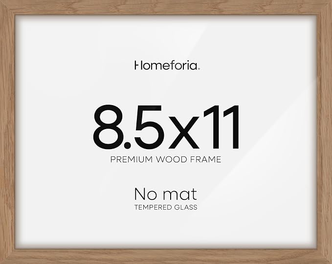 Homeforia 8.5x11 Diploma Frame Wood, High End Natural Oak 8.5x11 Certificate Frames, 11x8.5 Document Frames for Wall or Tabletop, 8.5 by 11 Award Light Wooden Frame, Tempered Glass, Wall Kit, Set of 2