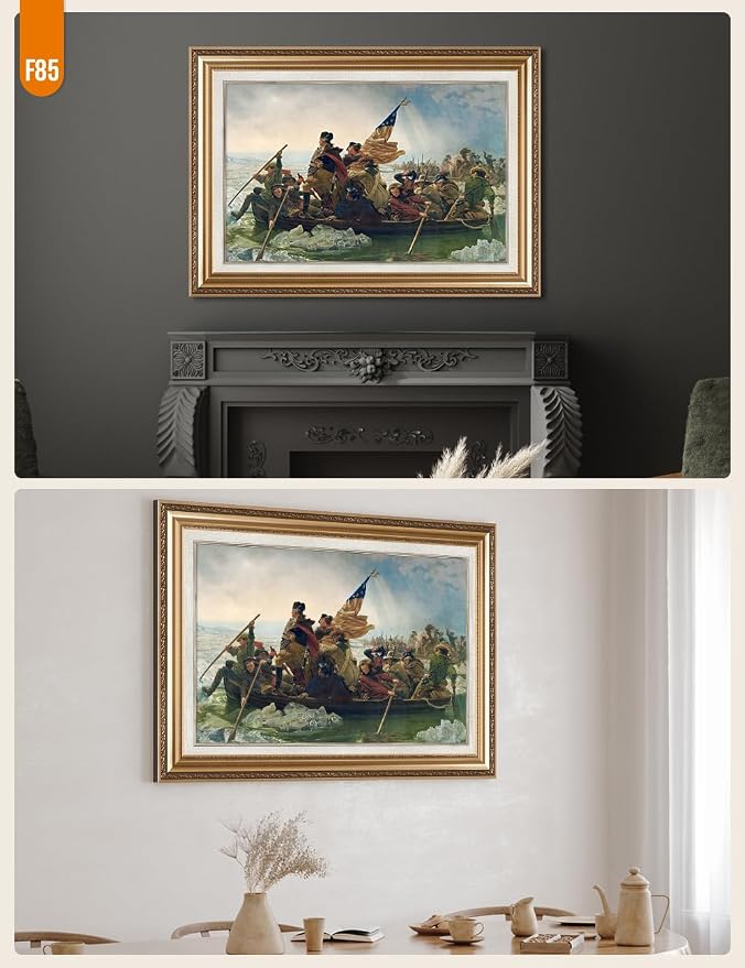 DECORARTS - Washington Crossing the Delaware by Emanuel Leutze. World Famous Painting Reproduction. Giclee Prints in Classic Golden Frame Ready to Hang
