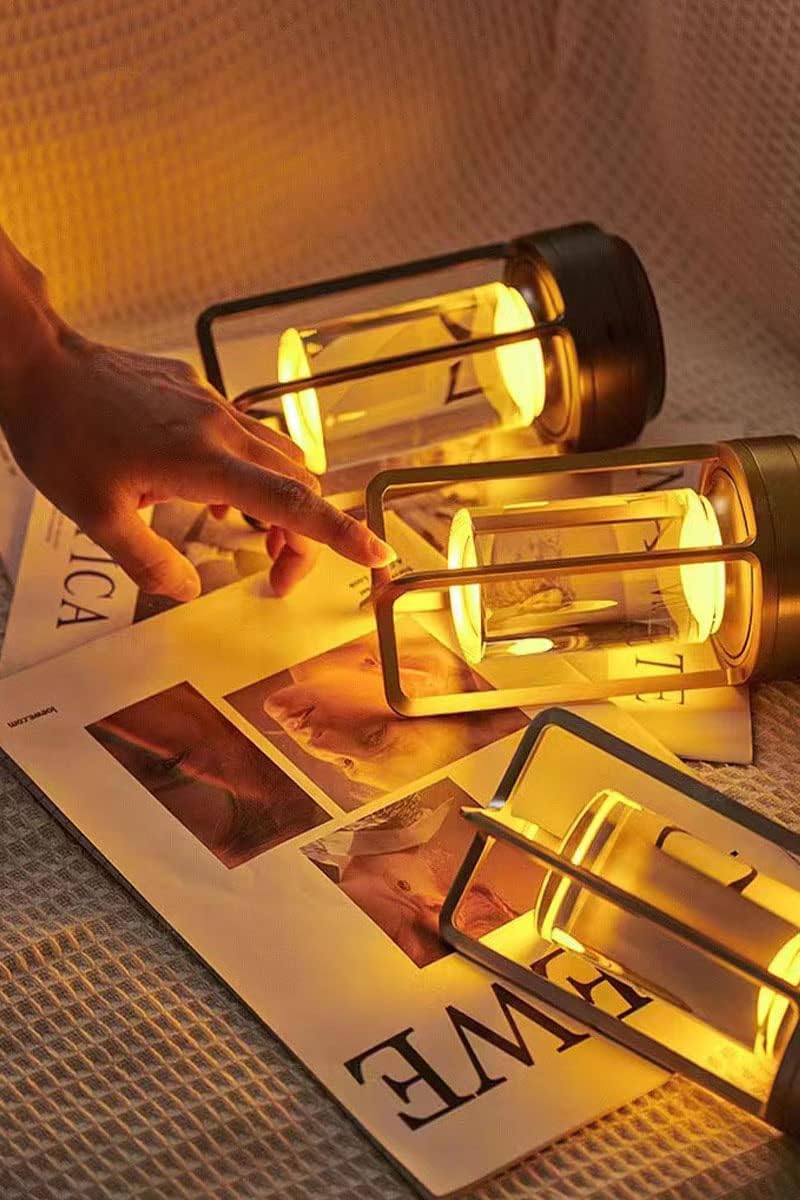 Portable Metal Table Lamp for Indoor/Outdoor ,Rechargeable Cordless LED Lamp, 3-Colour Infinitely Dimming Battery Powered Small Desk Lamp, Restaurant/Bedroom/Bar/Coffee Shop/Camping Light (Black)