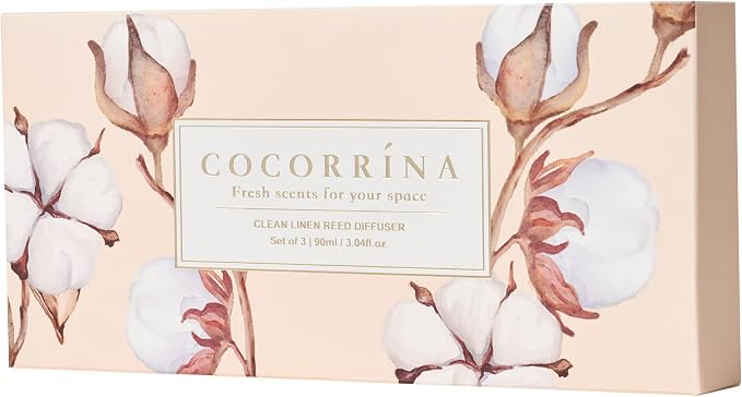 COCORRÍNA Reed Diffuser Set of 3-3 Pack/ 3.04 Fl.oz Diffuser with 24 Sticks Cashmere Vanilla/Sandalwood Rose/Clean Linen Reed Diffuser for Home Bathroom Office Decor