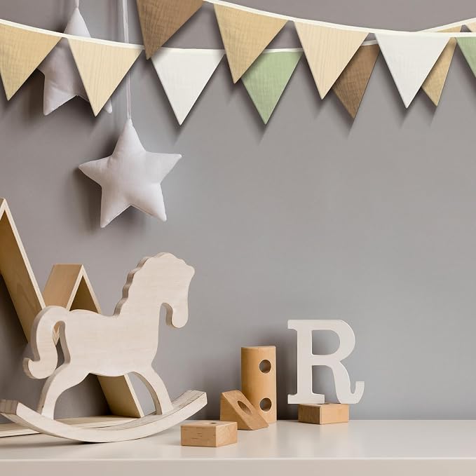 Oudain 2 Pcs Pennant Banner Flags Nursery Garland Triangle Bunting Flags Playroom Wall Decor Banner for Nursery Baby Shower Birthday Boho Wedding Party Event, Each 7.75 ft(Boho Color)
