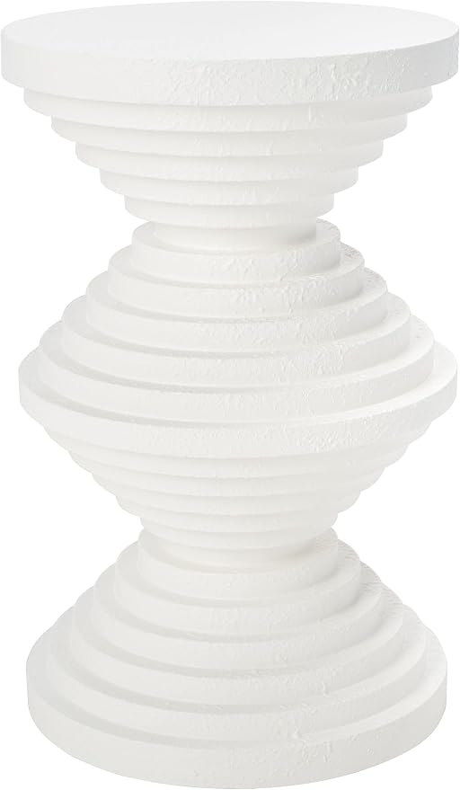 SAFAVIEH Home Collection Glynn Modern White Stacked 19-inch Geometric (Fully Assembled) Accent Table